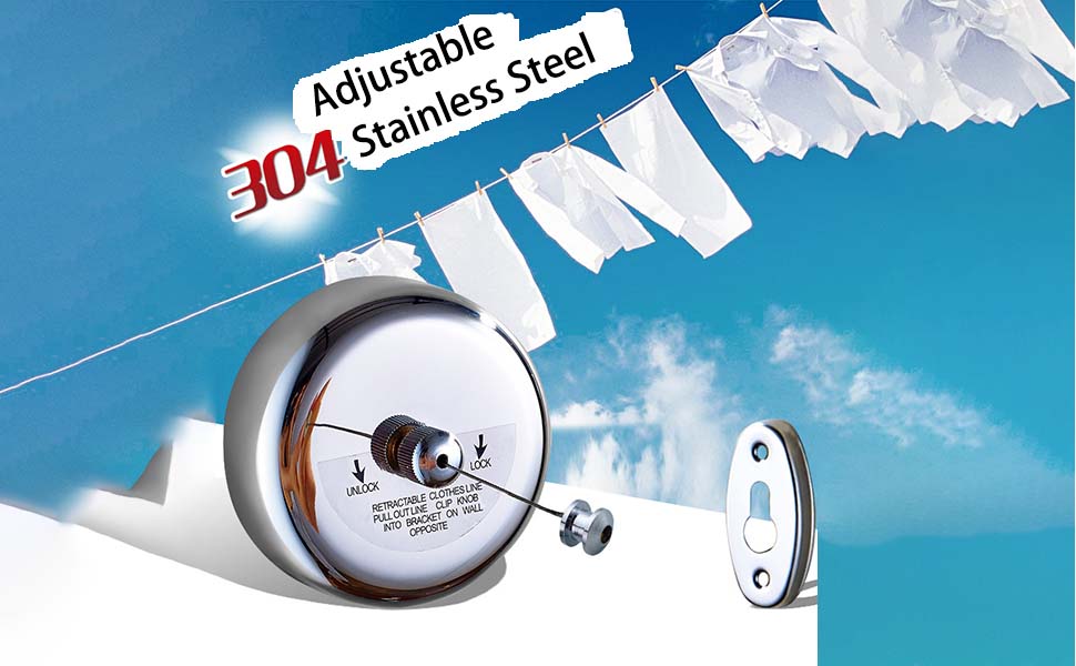 Corde à Linge Télescopique En Acier Inoxydable 304 (corde En Nylon Ronde De 2, 8 M Avec Poulie) 12 Corde à linge télescopique en acier inoxydable 304 (corde en nylon ronde de 2, 8 m avec poulie)