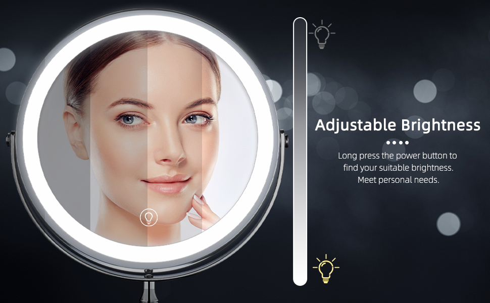 BRIGHTINWD 8 Inch Rechargeable Lighted Makeup Mirror with Dimmable