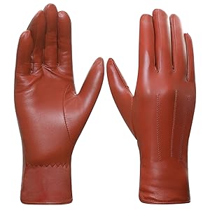Women Cashmere Lining Leather Gloves
