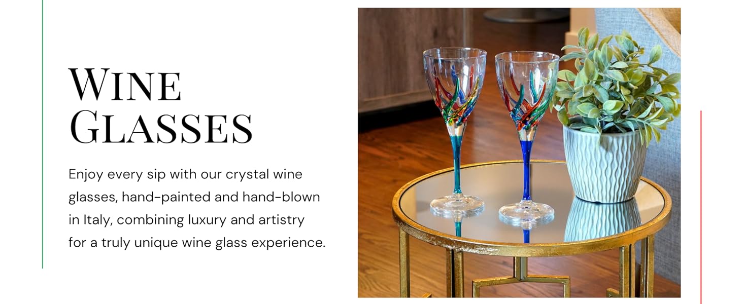 italian crystal handmade wine glasses set of 2 in living room decor for red wine or white wine