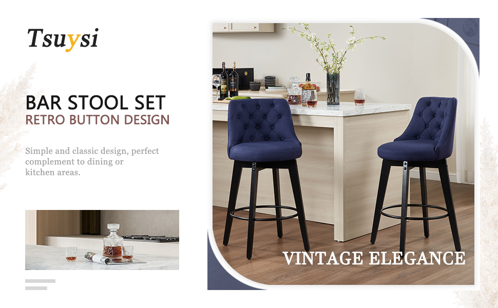 Tsuysi Swivel Bar Stools Set of 4, Counter Height Bar
