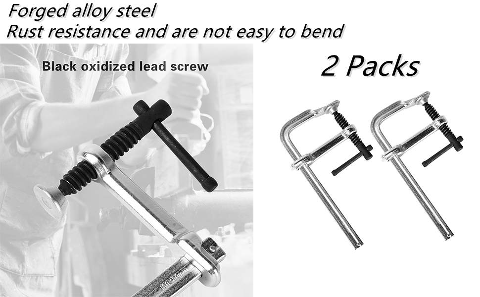 Mightree 2 Pack 6Inch F Clamp, 33/20" Throat Depth Sliding Arm Bar Clamp, HeavyDuty FClamp