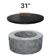 31” Round Fire Pit Lid – Powder Coated Fire Pit Cover Lid Round for Outdoor Fireplace -16 Gauge S...