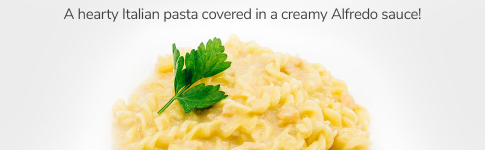 hearty italian pasta creamy alfredo sauce protein entree meal dinner supper lunch supplement bowl