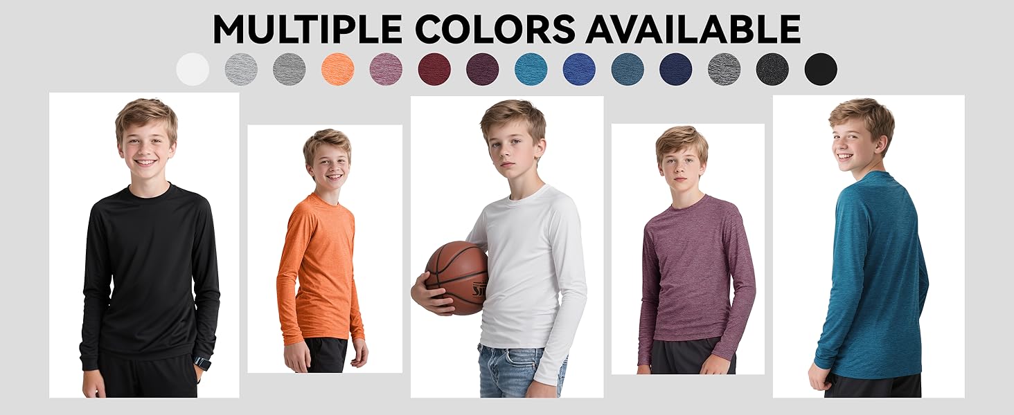 HXP 5 Pack Boys Long Sleeve Shirts Youth Dry Fit Shirts Boys' Activewear Athletic Performance T-Shirts Clothes 6-18 Years 20 boys long sleeve athletic shirts