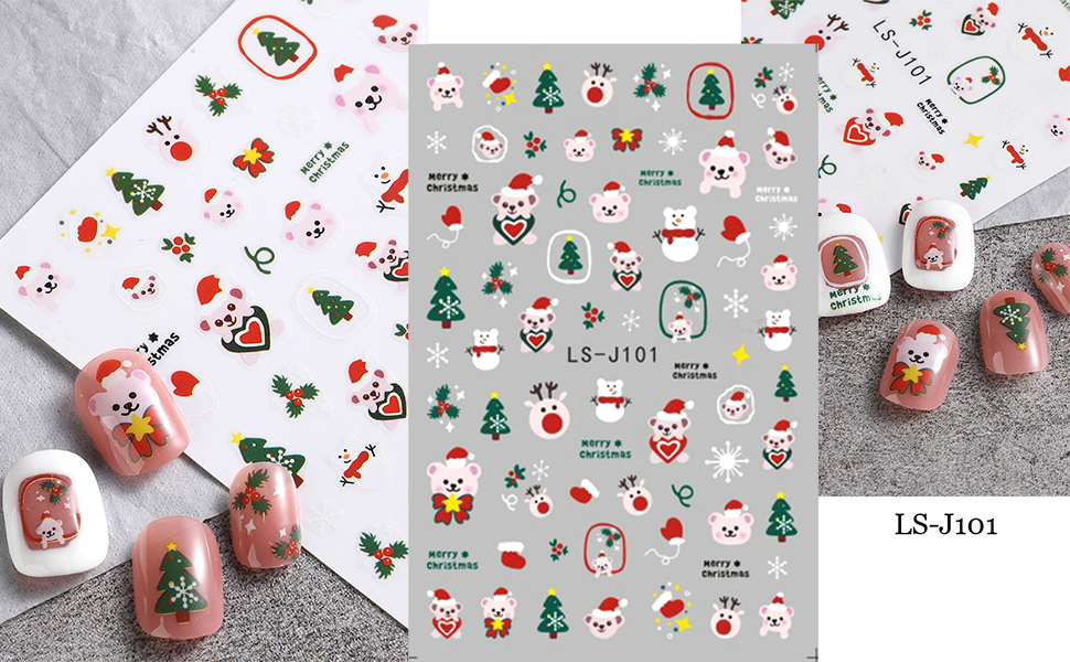 Tyuimhx 9 Sheets Christmas Nail Art Stickers Decals Santa