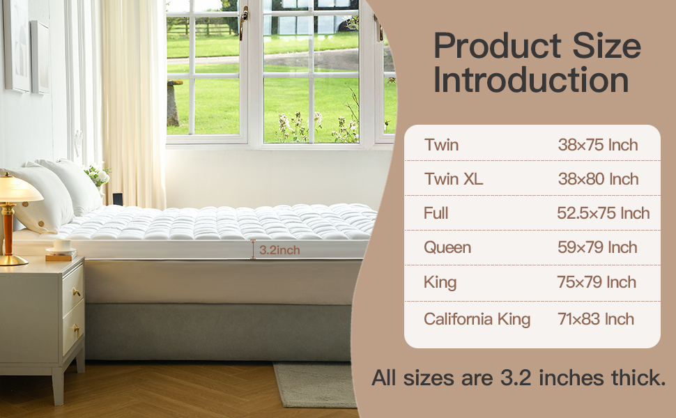 BEDENSIT Mattress Topper King Size, 100 Cotton Extra Thick