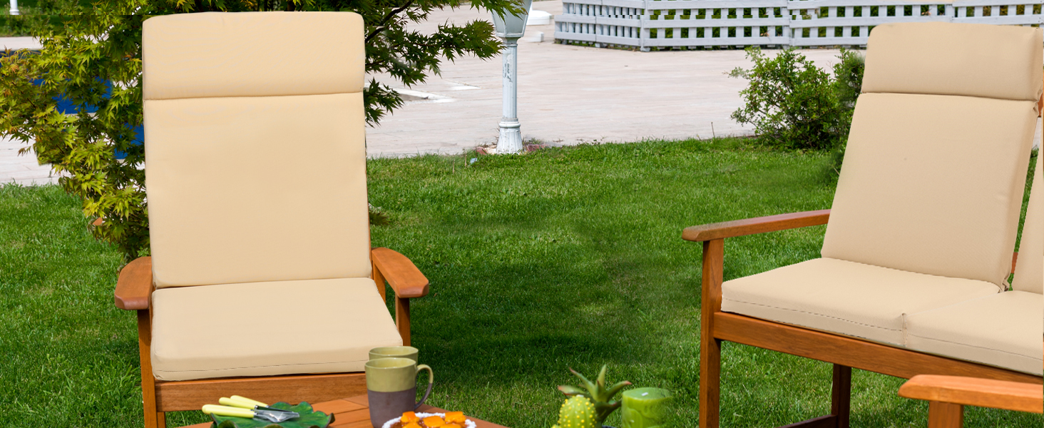 BPS Indoor Outdoor High Back Chair Cushions Set of 4, Exquisite Craft, UVResistant