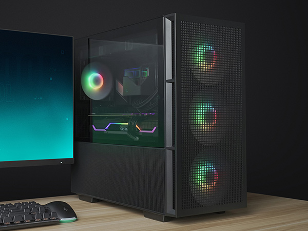 DeepCool CH560 ATX Hybrid PC Case High-Airflow 140mm PWM ARGB Fans