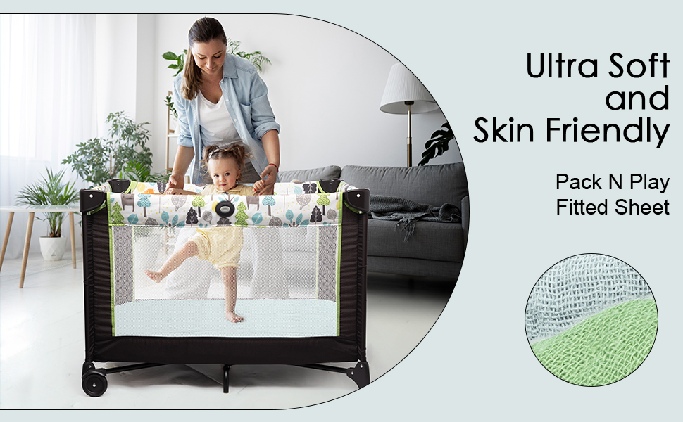 Muslin Pack n Play Sheets 24"x 38", 100 Cotton Mini Crib