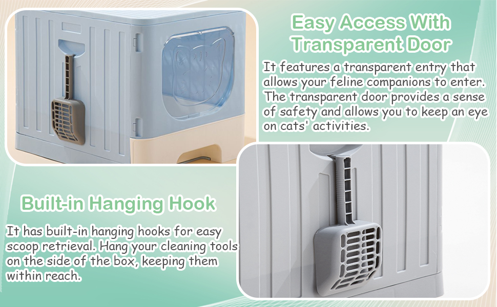 Foldable Cat Litter Box with Cat Litter Scoop,TINY SPARK Large Litter