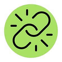 SAFE 'N CLEAN Pet Hair Brush, Vacuum Cleaner Accessory, Dog Brush, Cat Brush, 3 in 1 Set, Compatible with Dyson Miele, Siemens, Rowenta, AEG Karcher, Incl 9 Icono de enlace negro simple sobre fondo circular verde brillante, que sugiere conectividad o conexión.