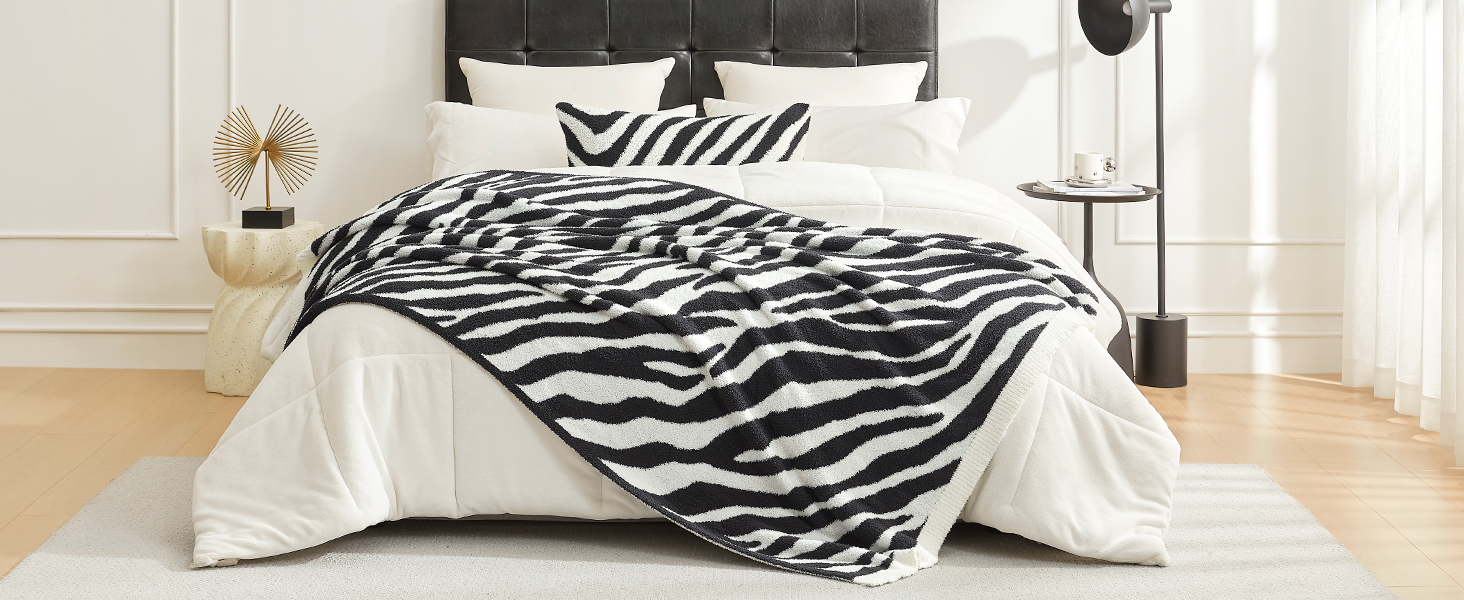 Black Zebra Throw Blanket