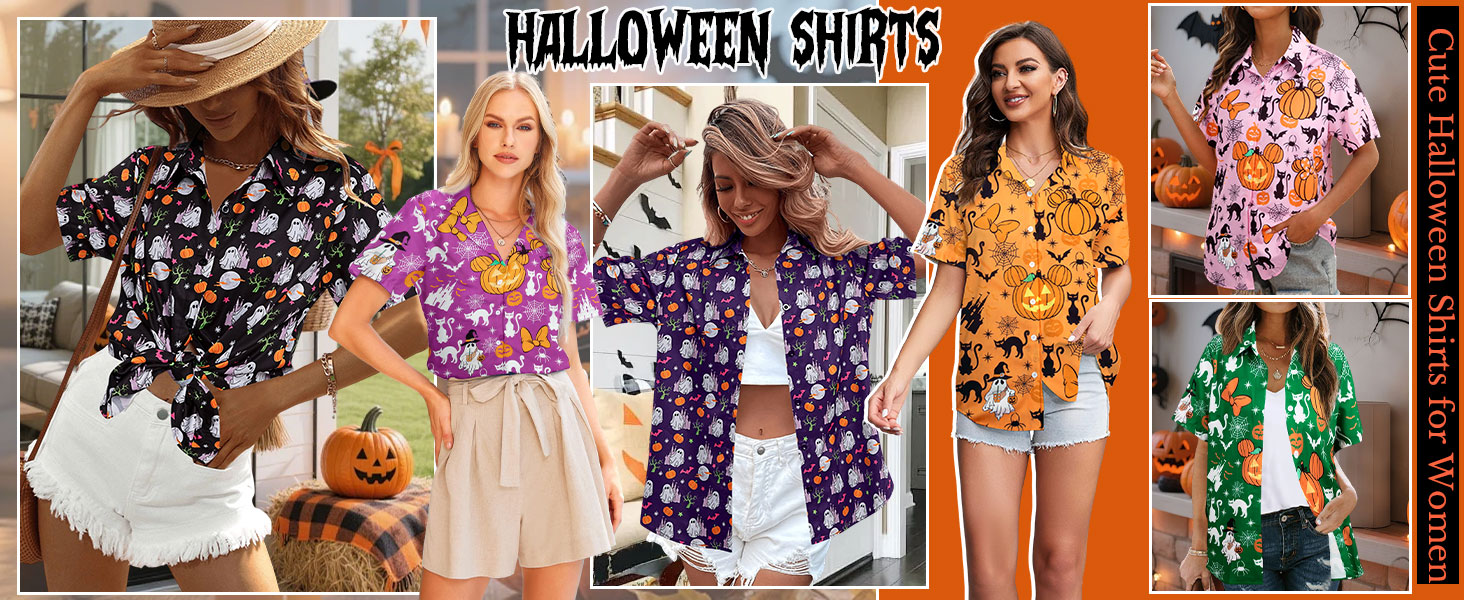 Cute Hawaiian Halloween Button Up Shirts