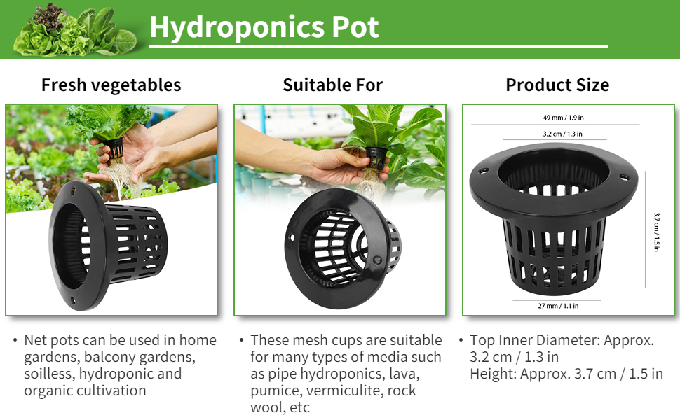 50Pcs Garden Slotted Mesh Net Cups, Hydroponics Pot