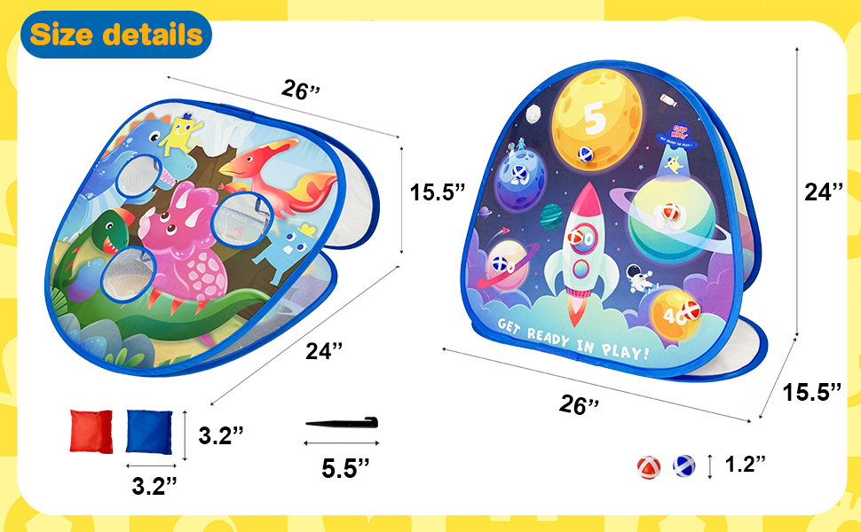 Grip Kids Bean Bag Toss Game 2 in 1 Game Set Dinosaur