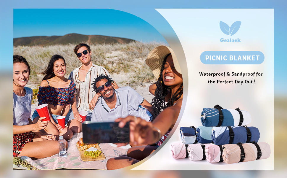 Gealaek Waterproof Picnic Blankets Sandproof Beach Blanket