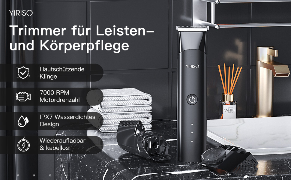 YIRISO Intimrasierer Mann, 2 in 1 Haartrimmer Intimbereich & Körper, Body Trimmer Herren