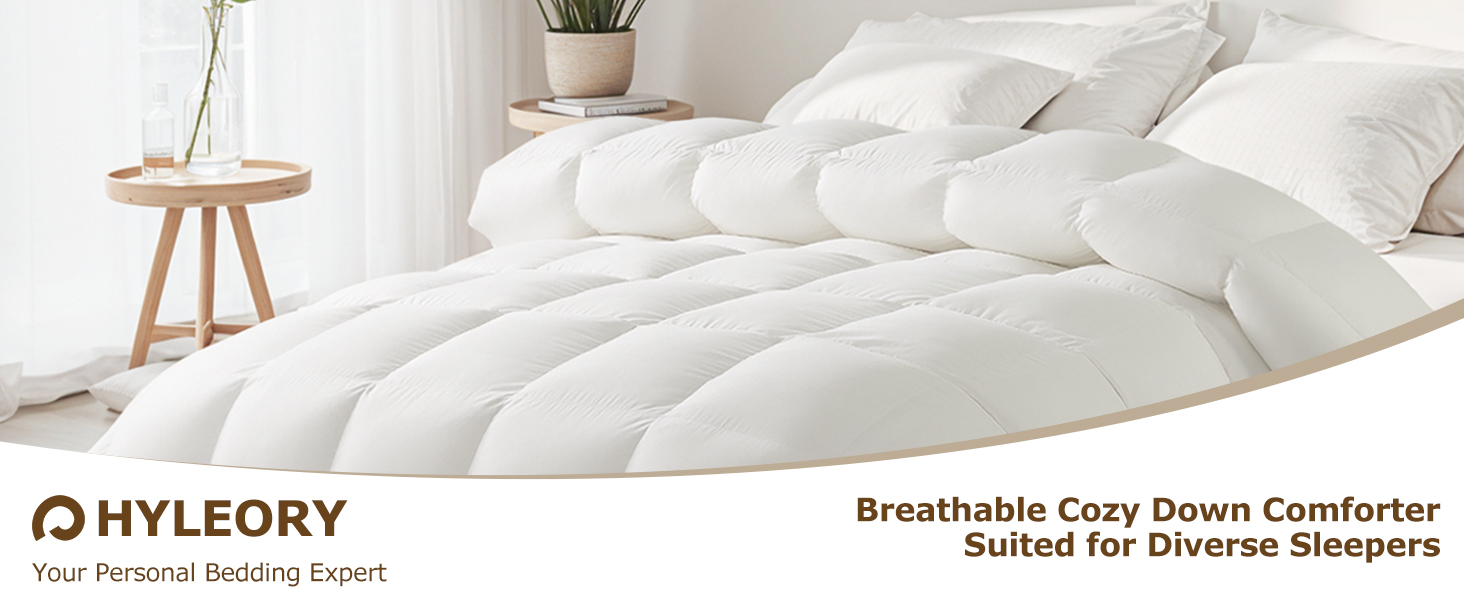 HYLEORY Luxurious 750 Fill Power Goose Feather Comforter, Queen Size 90"x90" 9edd9754 29c1 4223 A5e5 C1e40af2a17e. CR0,0,1464,600 PT0 SX1464 V1