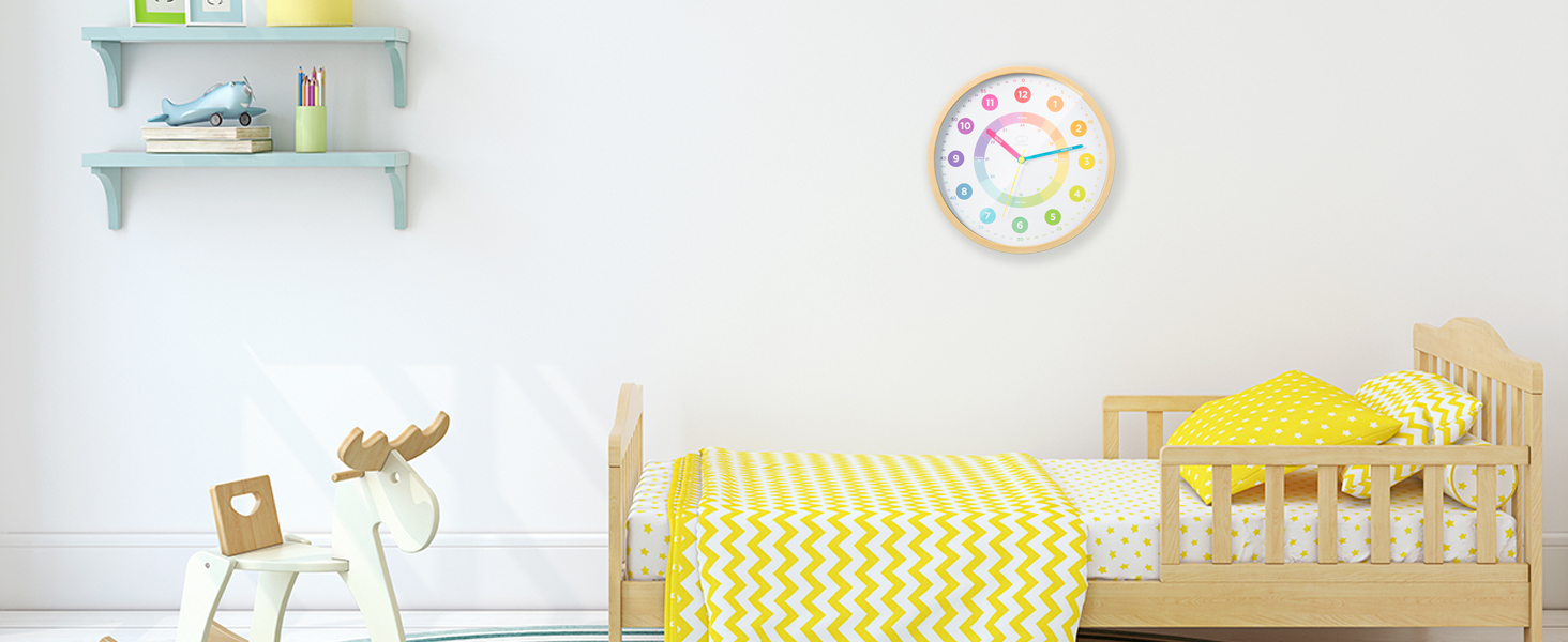 kids nursery bedroom toddler scandinavian modern playful minimalistic montessori wall clock