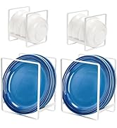 ZOOFOX 4 Pack Plate Holder Organizer for Cupboard, Upright Metal Dish Storage Stand, Plate Rack D...