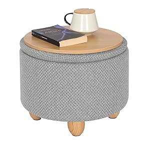 WOLTU POUF POUFF PUFF CONTENITORE BAULE SGABELLO IN TESSUTO Beige 39x33 Cm 15 1
