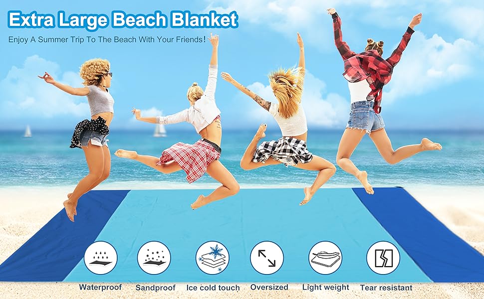 Ebstiity Beach Blanket Waterproof, Sand Free Extra Large