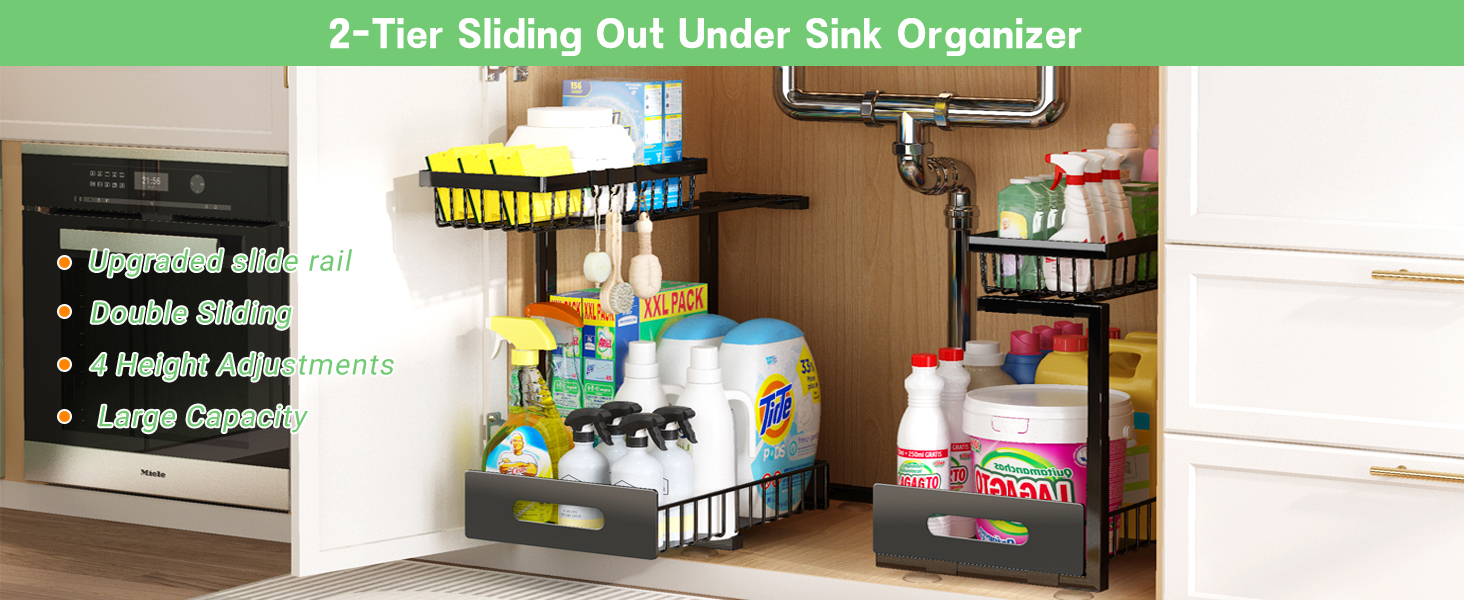 2-Tier sliding out under sink organizer