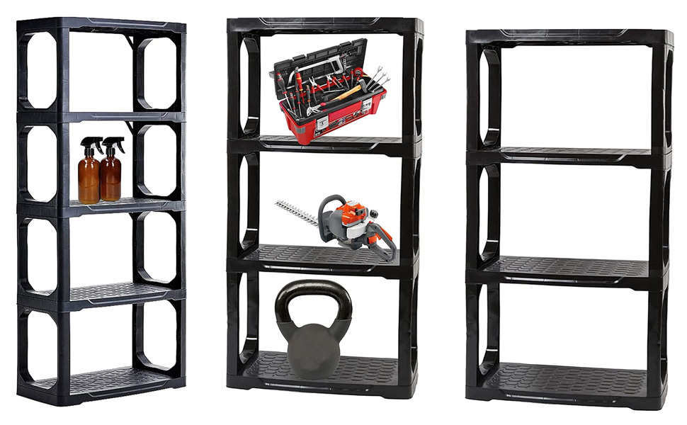 Pluto Packaging Plastic 4 Tier & 5 Tier Easy To Assemble Heavy Duty