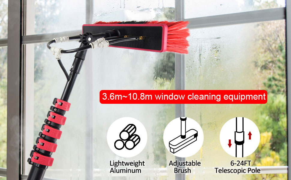 16ft20ft24ft telescopic water fed window cleaning pole solar panel