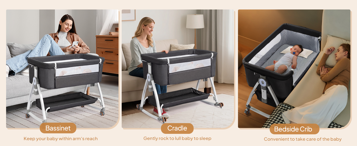 convert to bedside bassinet,standlone bassinet and rocking bassinet