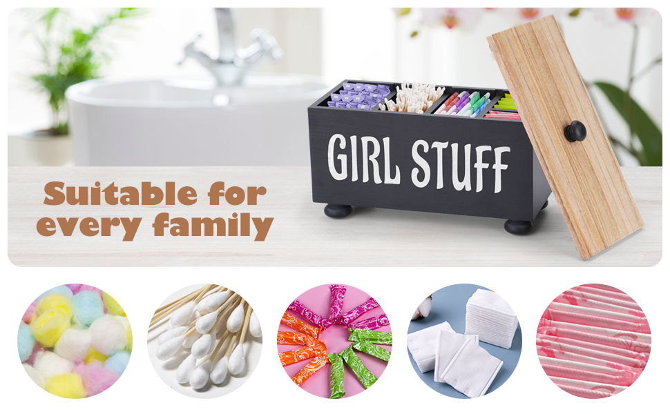 Eurelca Tampon Holder for Bathroom, Wooden Tampon Container