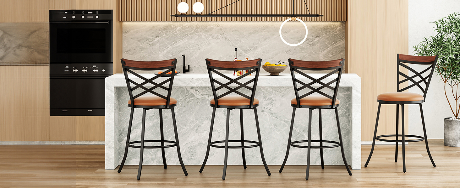 Swivel Bar Stools Set of 4,Mid Century Modern Counter