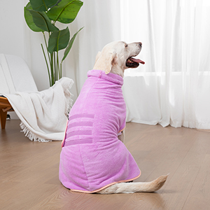 Zorela Dog Drying Coat, Super Soft Coral Fleece Dog Drying Towel Robe, Fast Drying Microfiber Towel Robes Dressing Gown Bathrobe for Dogs After Bath, Swim, Beach, Wet Walk 25 5