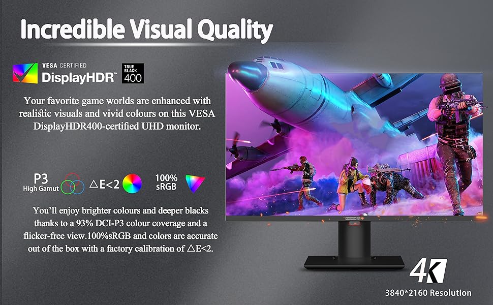 FEIYABDF 4K 144HZ Monitor 28 Inch. Swivel Monitor UHD (3840