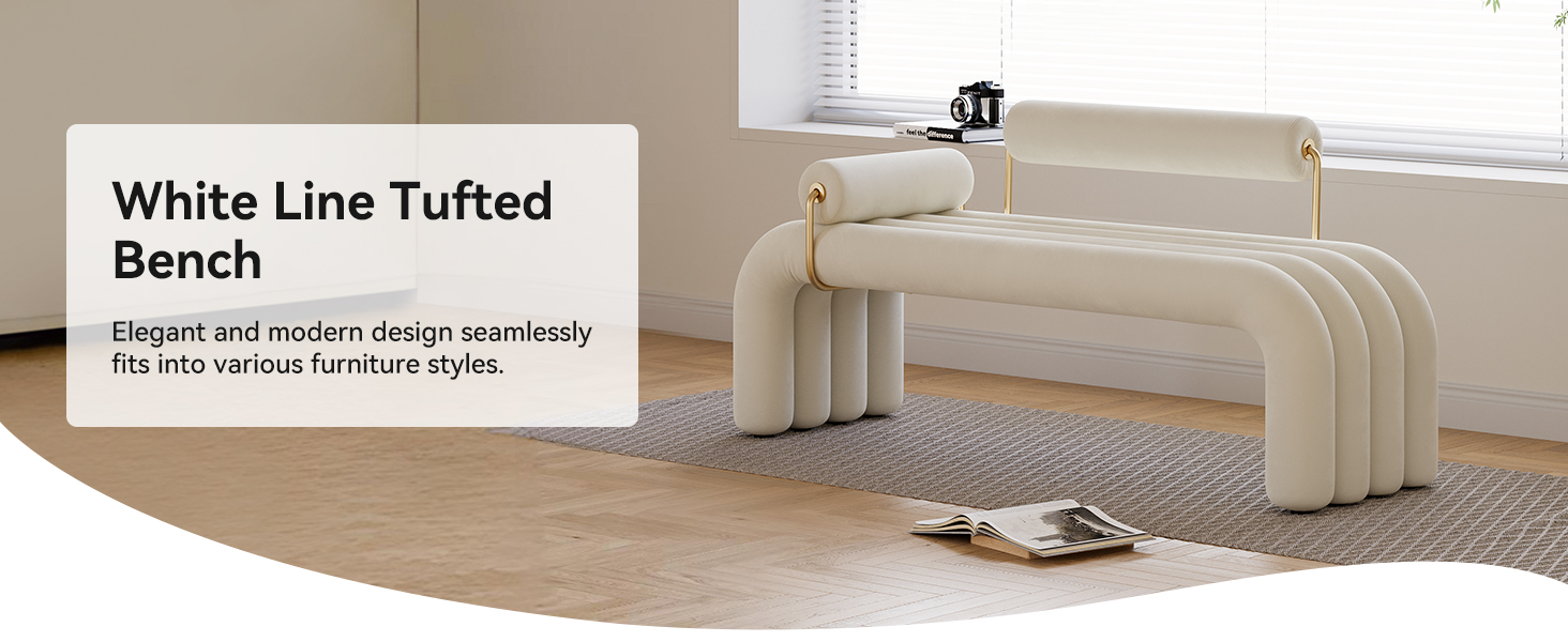 Upholstered Contemporary Upholstered Ottoman Bench for Living. Dining Room. Office