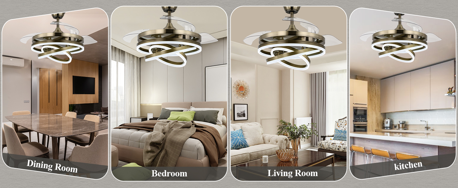 Dawn Whisper 42 Inch Retractable Ceiling Fan, Modern Ceiling Fans with