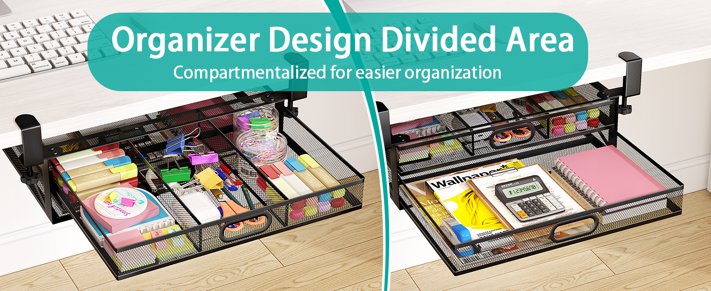 Under Desk Storage for Office & HomeNo Drilling Installation Under