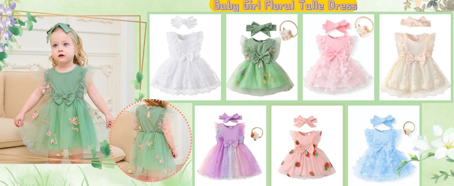 Newborn Baby Girl Boho Tulle Summer Dress for 0-18 Months