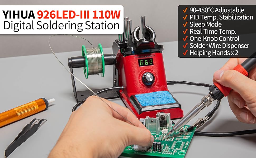 YIHUA 926 III 110W Soldering Iron Station Kit with LED Display, 2