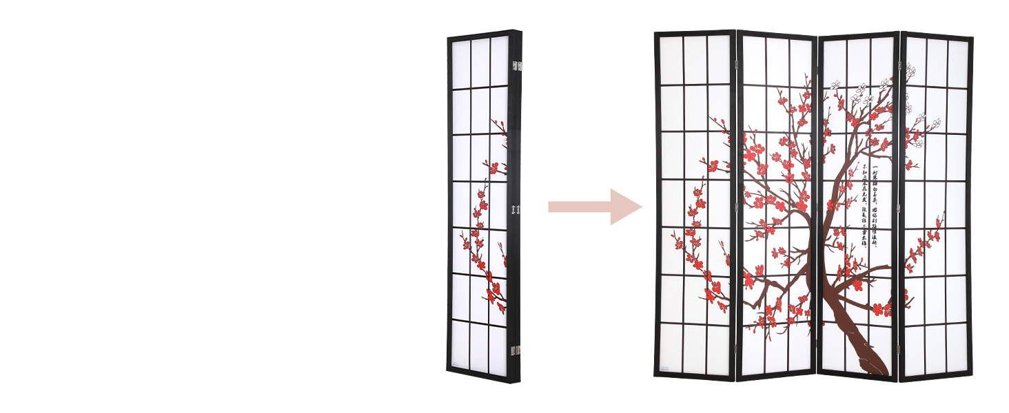 Room Dividers and Folding Privacy Screens,4 Panel Shoji