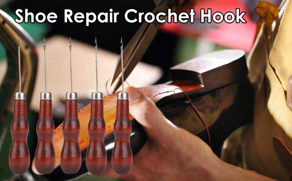 5PCS Wooden Handle Awl Gourd Shape Awl Drilling Awl Hole Punch Sewing