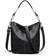 YALUXE Women's Genuine Leather Hobo Handbags Bucket Purses Shoulder Bags Cross-bodys Bags
