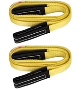 XSTRAP STANDARD 2PK 1''x 8FT Lift Sling Web Strap/Wear Guard End, Heavy Duty Flat Eye Lifting Sli...