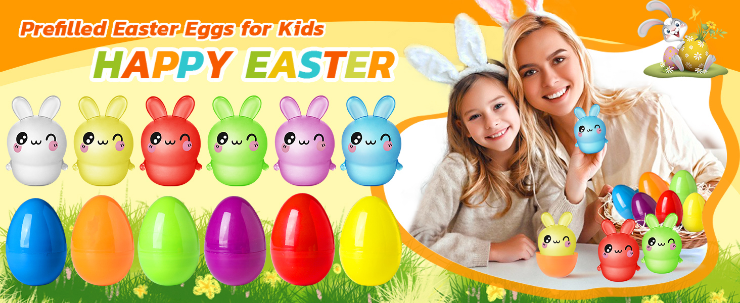 6 Pack Prefilled Easter Eggs with Squeeze Toys for Easter