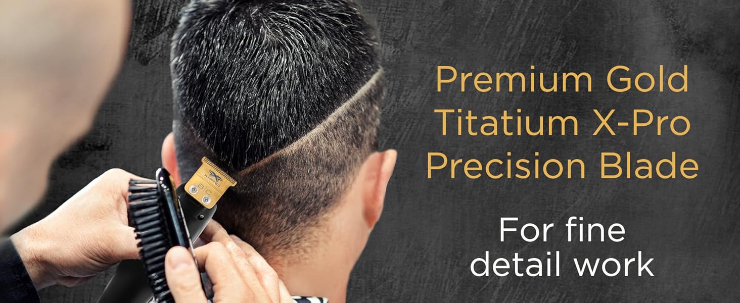Professional Barber Holding a StyleCraft Precision Saber Trimmer Cutting Straight-line