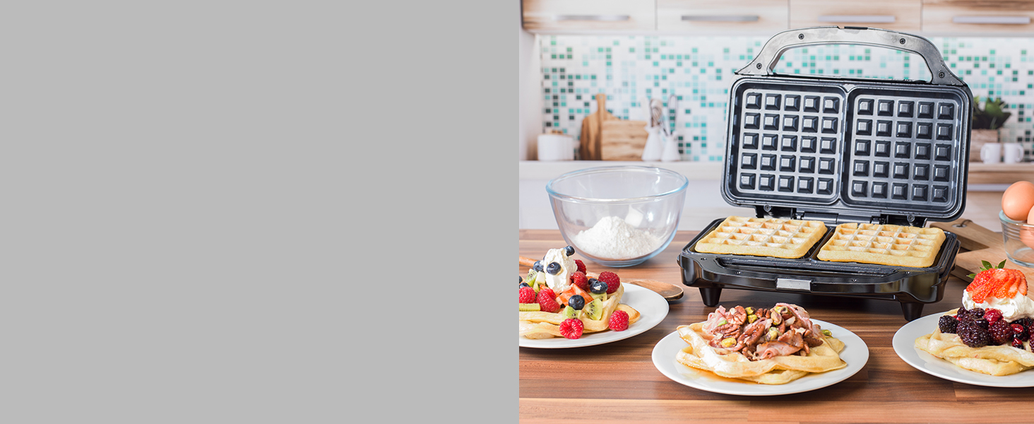 Salter EK2249 Deep Fill Waffle Maker NonStick Dual Waffle Iron, XL