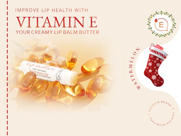 Lip Balm Hydrating Bulk Chap Stick with Fruit Flavors, Coconut Oil, Cocoa Butter - Christmas