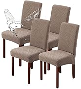 Genina Waterproof Dining Room Chair Covers Stretch Parsons Chair Slipcovers for Dining Room Kitch...