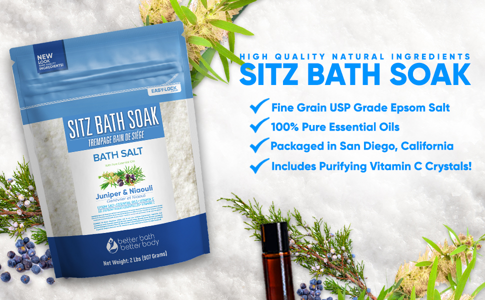 Sitz Bath Soak Epsom Salt With Niaouli, Geranium, Lavender